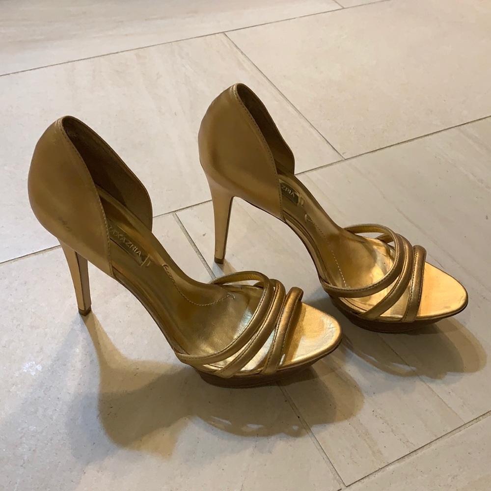 BCBG MaxAzria Gold Heels, Size 8.5